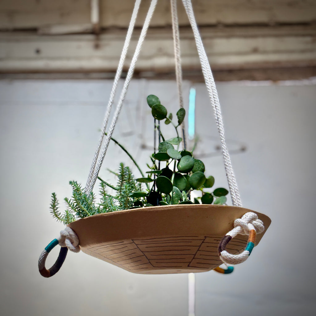 RAW CLAY PLANTER W/ DESIGN