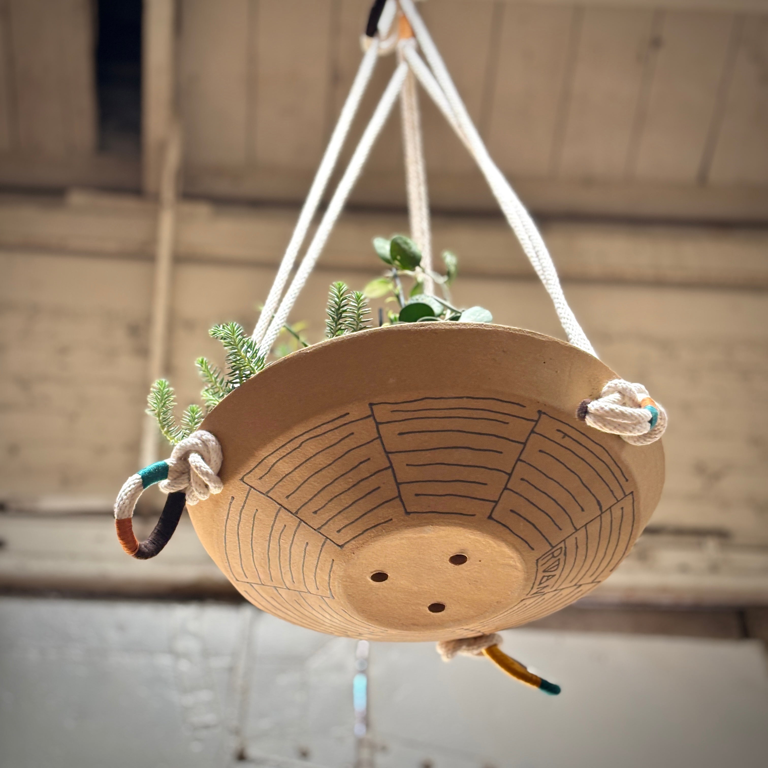 RAW CLAY PLANTER W/ DESIGN