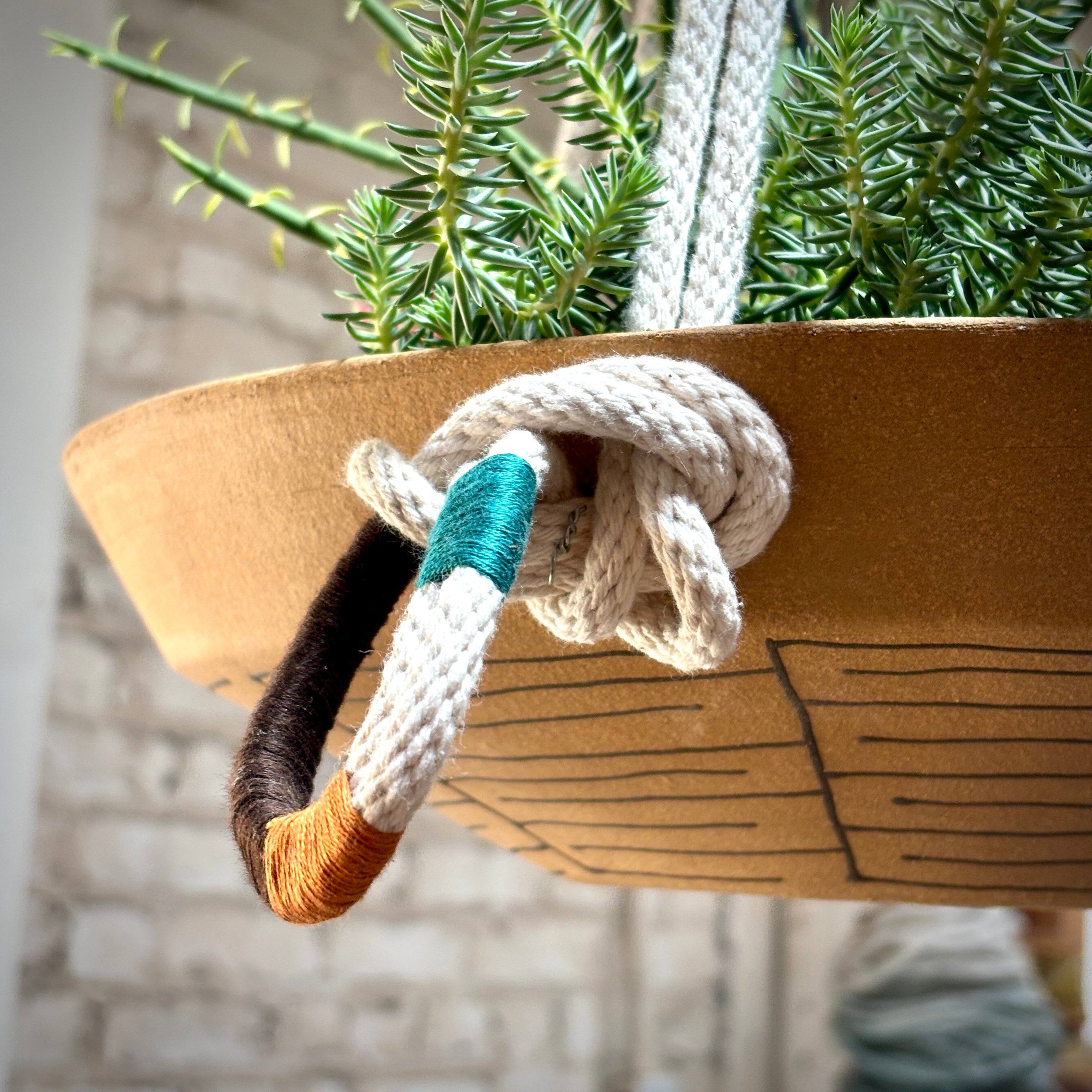 RAW CLAY PLANTER W/ DESIGN