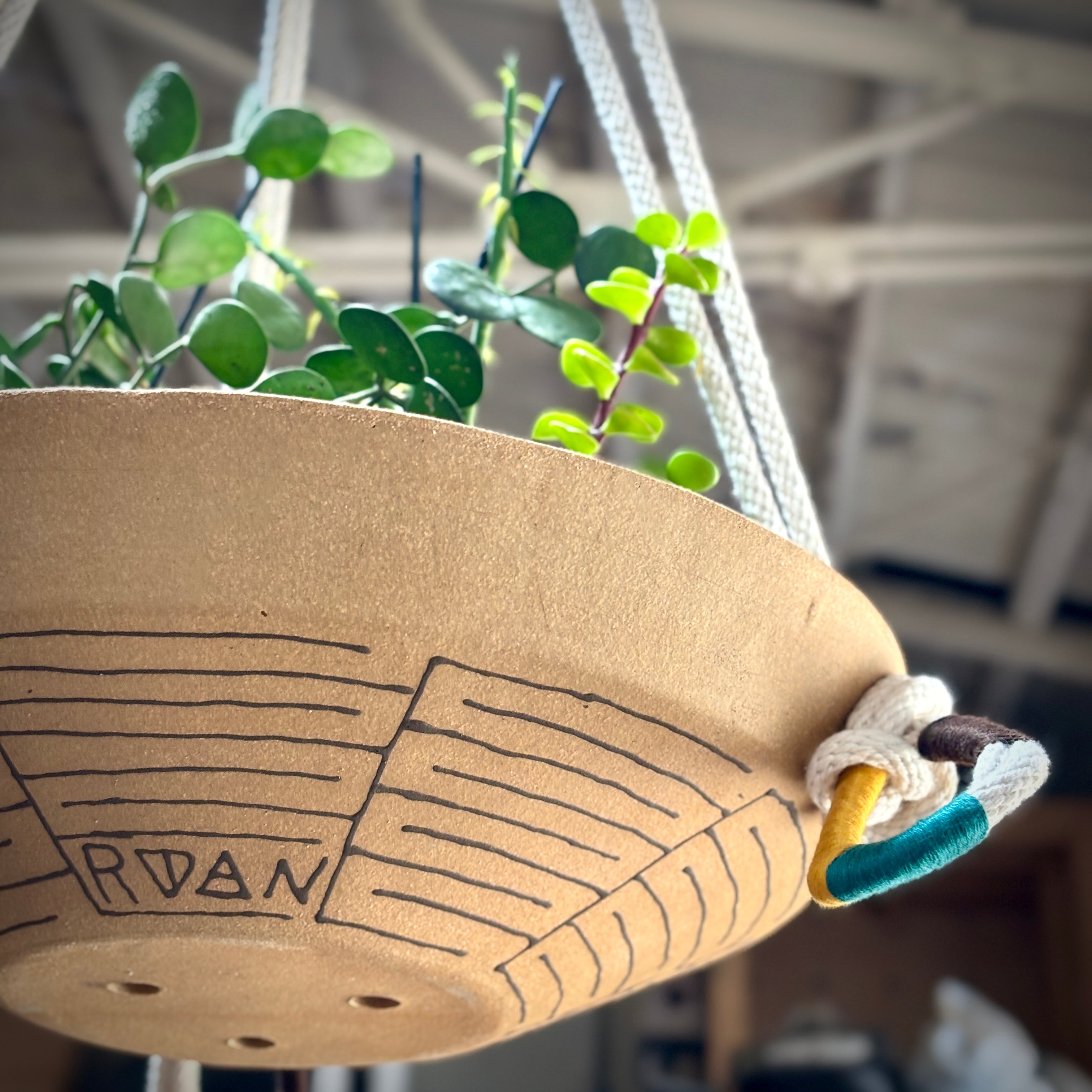 RAW CLAY PLANTER W/ DESIGN