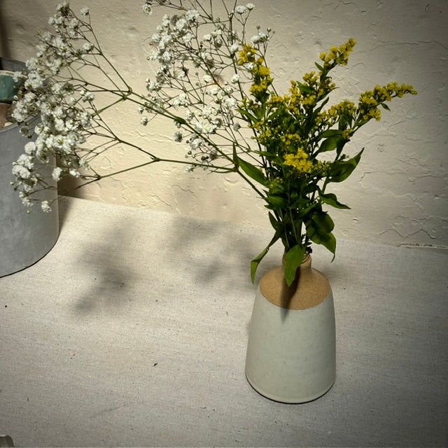FLOWER VASE - WHITE W/ RAW RIM